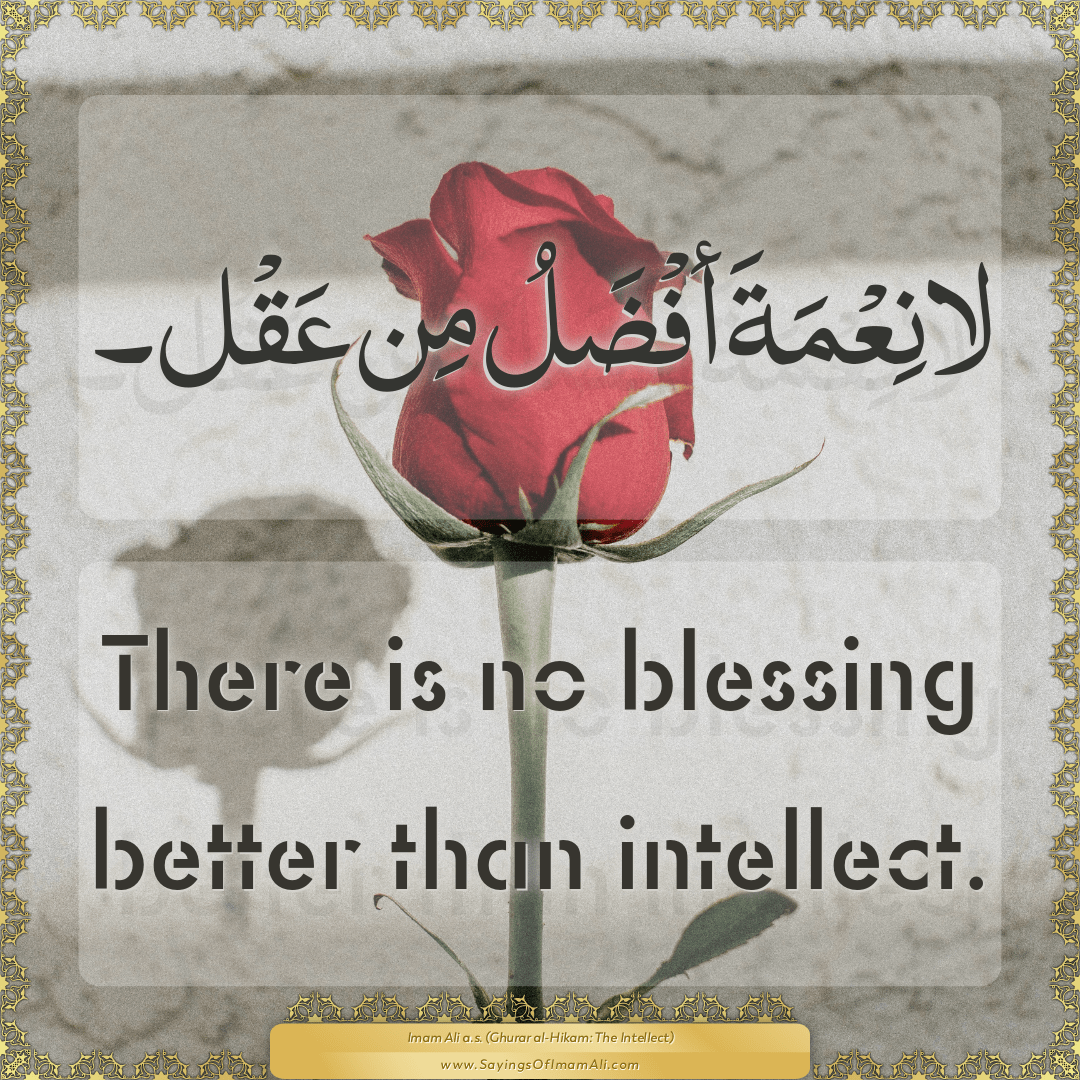 There is no blessing better than intellect.